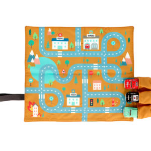 JUEGO MANTEL MOSTAZA + 3 COCHES