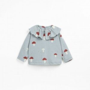 CAMISETA CUELLO SETAS AZUL