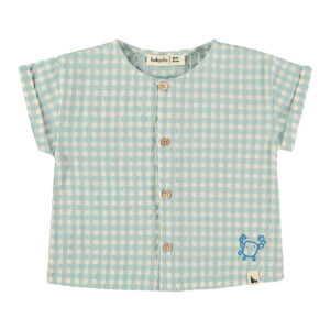 BLUSA CHECKS AQUA