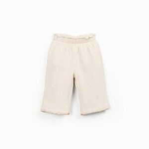 PANTALÓN TEJIDO BORDADO CREMA